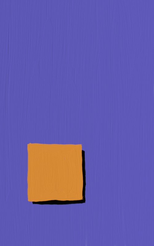 An orange square casts a shadow on a blue background.
